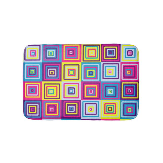Colourful Squares Pattern Bath Mat (Front)