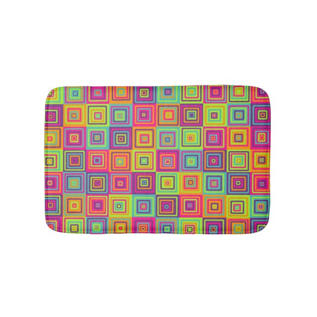 colourful Squares Pattern Bath Mat (Front)