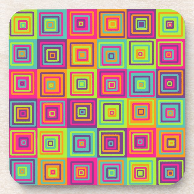 Colourful Squares Pattern Coaster (Front)
