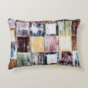 Colourful squares pattern decorative cushion