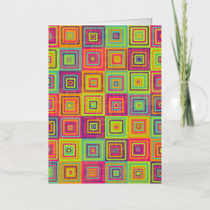 Colourful Squares Pattern Foil Greeting Card