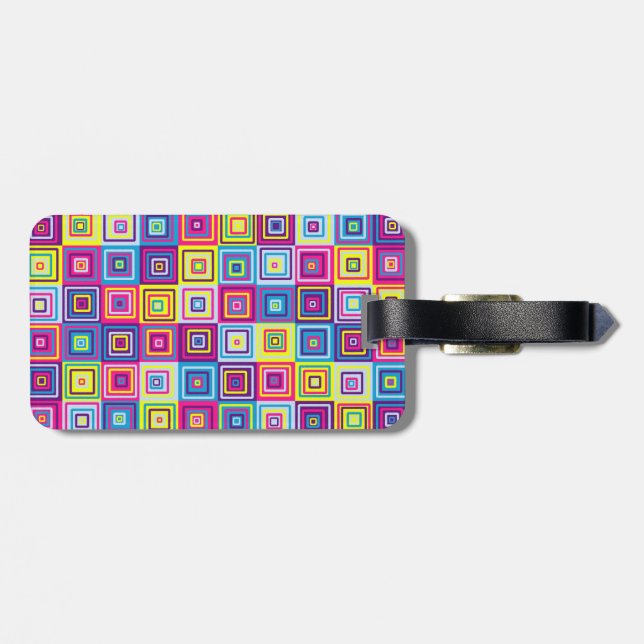 Colourful Squares Pattern Luggage Tag (Back Horizontal)