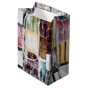 Colourful squares pattern medium gift bag