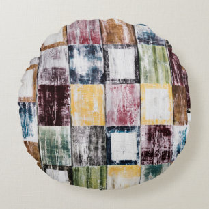 Colourful  squares pattern round cushion