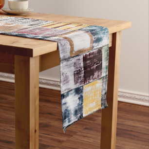 Colourful  squares pattern short table runner