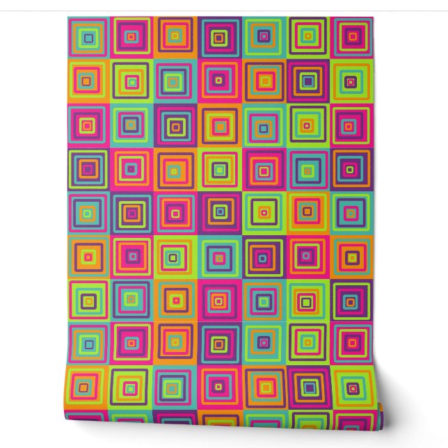 Colourful Squares Pattern Wallpaper (Unrolling)