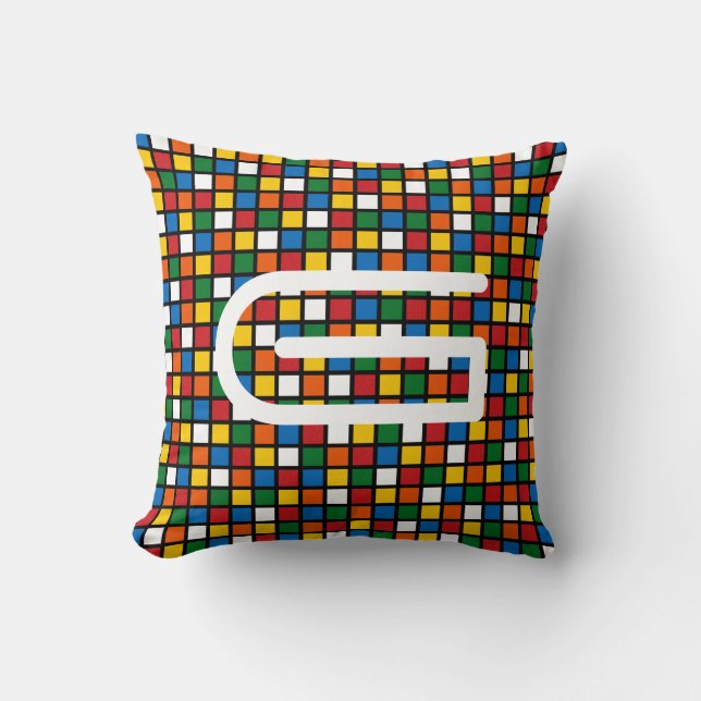 Colourful Squares Pillow w/ Initial -Primary Colou (Front)