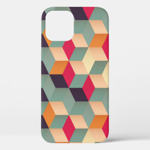 Colourful squares, retro geometric pattern. iPhone 12 case