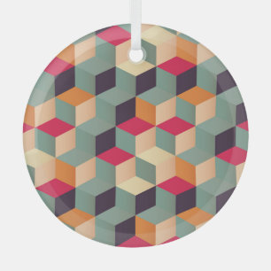 Colourful squares, retro geometric pattern. glass tree decoration