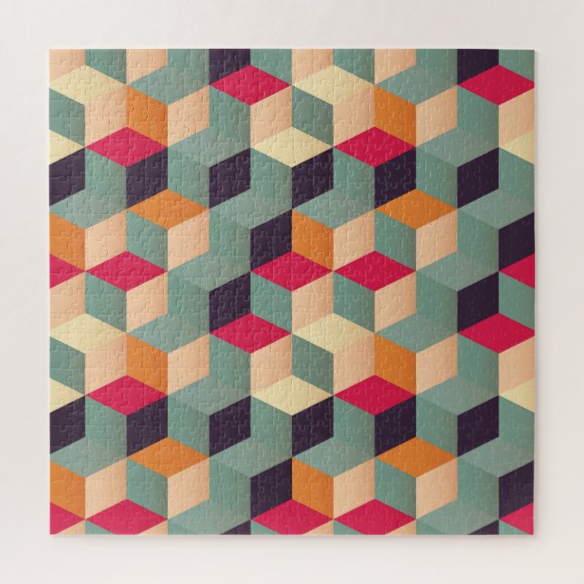 Colourful squares, retro geometric pattern. jigsaw puzzle (Vertical)