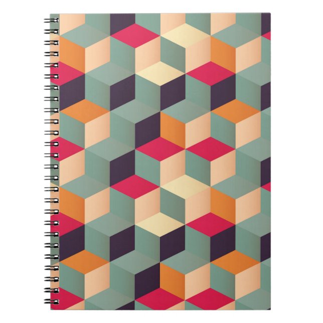 Colourful squares, retro geometric pattern. notebook (Front)