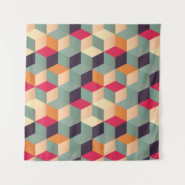 Colourful squares, retro geometric pattern. tapestry (Front)
