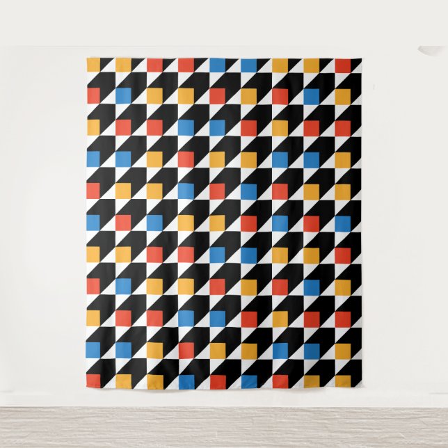 Colourful Squares Tapestry - White (Front)