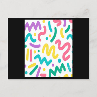 Colourful Squiggles Pattern Postcard