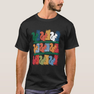 Colourful Squirrel Rows Distressed Modern Nature A T-Shirt