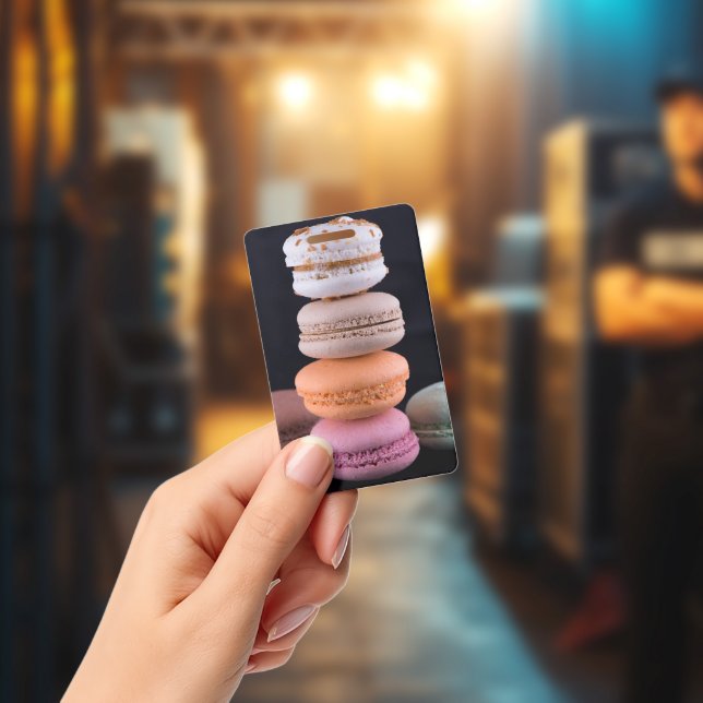 Colourful stack of French Macarons ID Badge (Concert)
