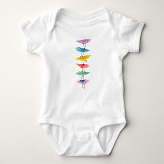 Colourful Stacked Birds Baby Bodysuit
