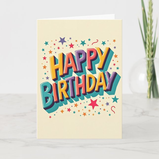 Colourful Stacked Birthday Card (Front)