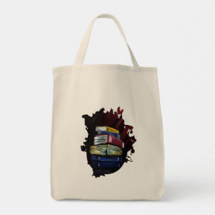 Colourful Stacked Books Painting Eco Literary Tote Bag