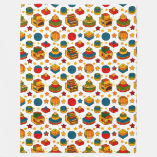 Colourful Stacking Toys and Shapes Pattern for Kid Fleece Blanket