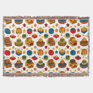 Colourful Stacking Toys and Shapes Pattern for Kid Throw Blanket
