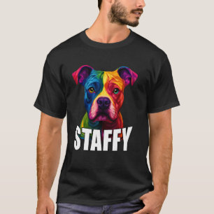 Colourful Staffy Staffordshire Bull Terrier Dog Fa T-Shirt