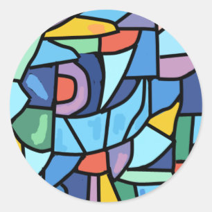 Colourful Stain Glass Effect Classic Round Sticker
