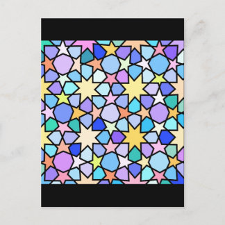 Colourful Stain glass effect Stars Pattern Postcard