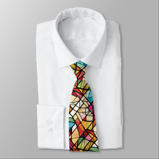 Colourful Stained Glass Abstract Pattern Neck Tie