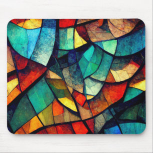 Colourful Stained Glass Abstraction Mouse Pad