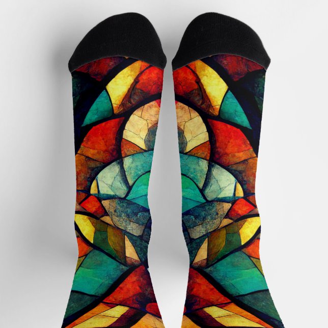 Colourful Stained Glass Abstraction Socks (Top)