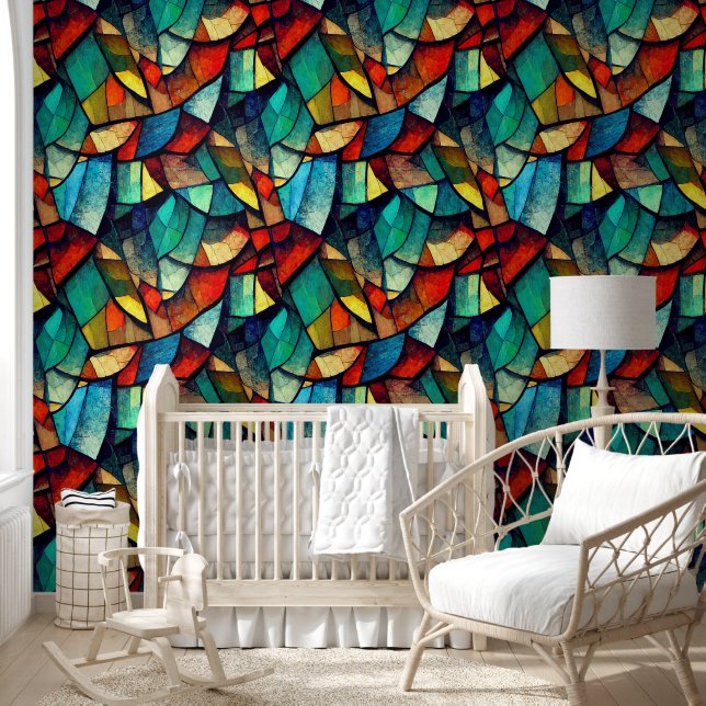 Colourful Stained Glass Abstraction Wallpaper (Kids)