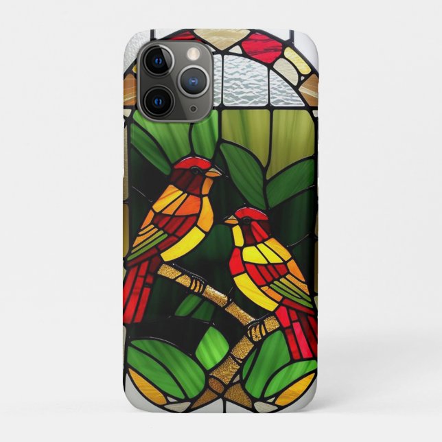 Colourful Stained Glass Artwork with Birds Case-Mate iPhone Case (Back)