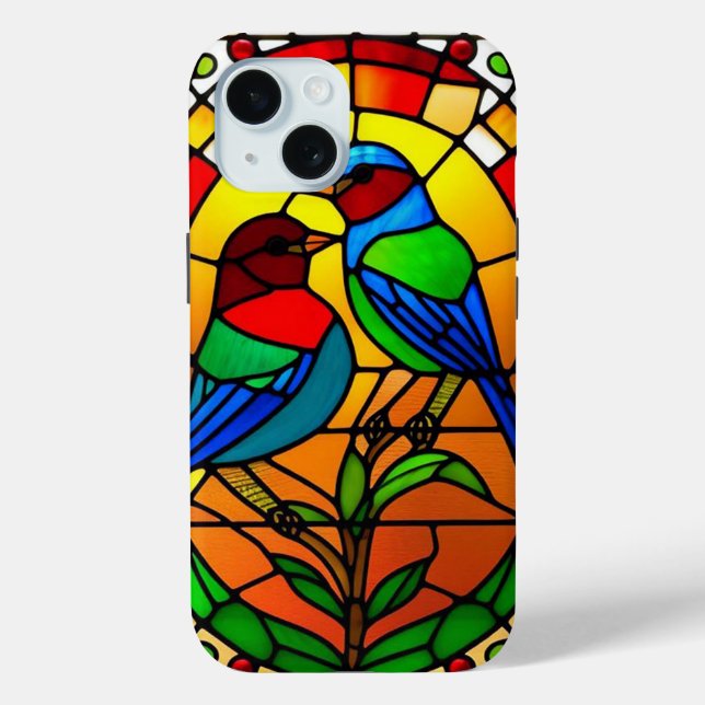 Colourful Stained Glass Artwork with Birds Case-Mate iPhone Case (Back)