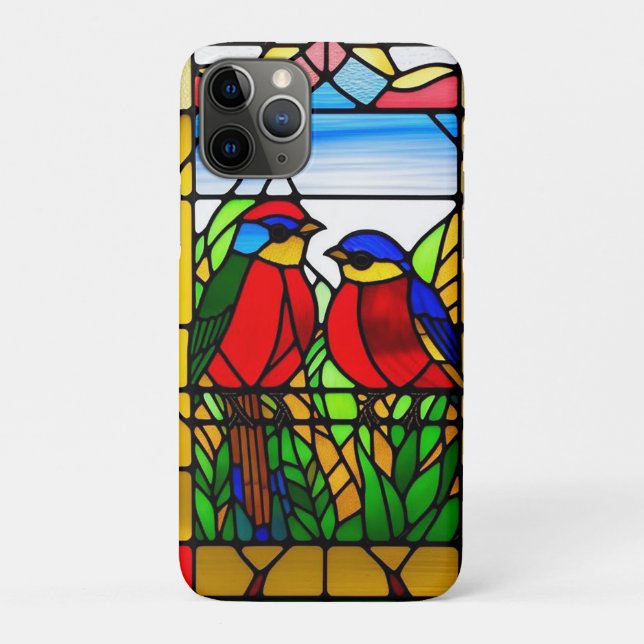 Colourful Stained Glass Artwork with Birds Case-Mate iPhone Case (Back)