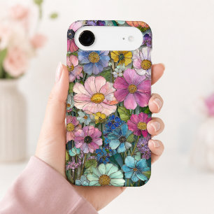 Colourful Stained Glass Botanical Wildflower Art