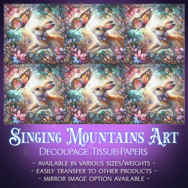 Colourful Stained Glass Bunny Butterfly Decoupage  Tissue Paper (Creator Uploaded)