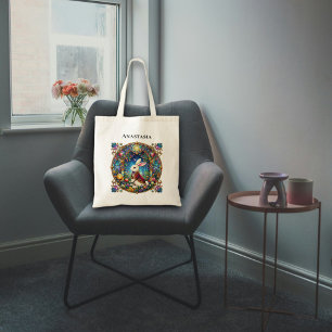 Colourful Stained Glass Bunny Woodland Easter Trea Tote Bag