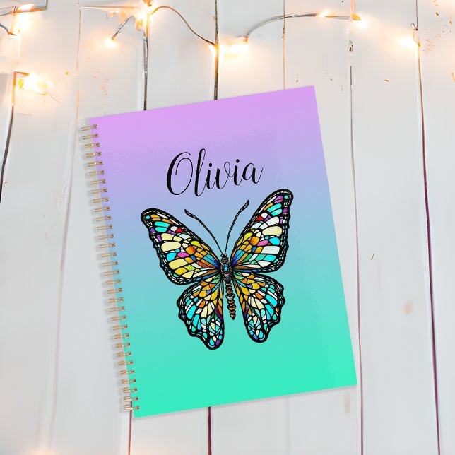 Colourful Stained Glass Butterfly Personalised Planner (Creator Uploaded)