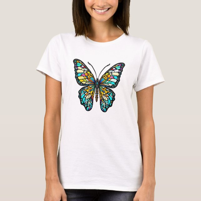 Colourful Stained Glass Butterfly T-Shirt (Front)