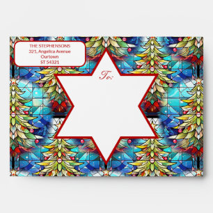 Colourful Stained Glass Christmas Tree Envelope