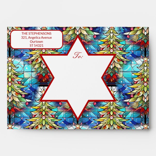 Colourful Stained Glass Christmas Tree Envelope (Front)
