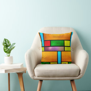 Colourful Stained Glass Design Cushion