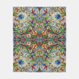 Colourful Stained Glass Design  Fleece Blanket