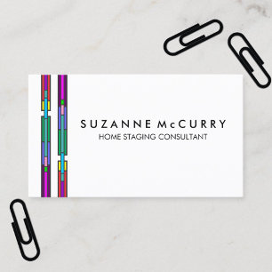 Colourful Stained Glass Design Home Staging Business Card