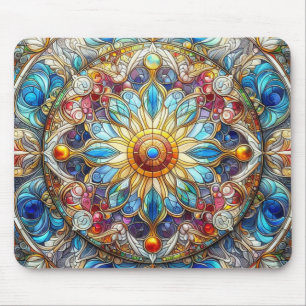Colourful Stained Glass Design Mouse Pad