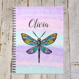 Colourful Stained Glass Dragonfly Wings Notebook