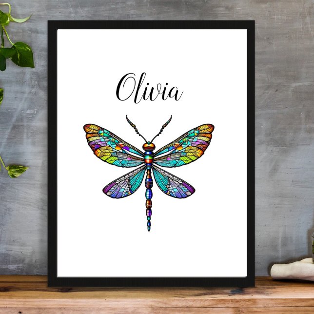 Colourful Stained Glass Dragonfly Wings Poster (Creator Uploaded)
