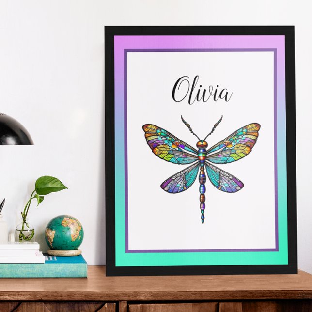 Colourful Stained Glass Dragonfly Wings Poster (Creator Uploaded)
