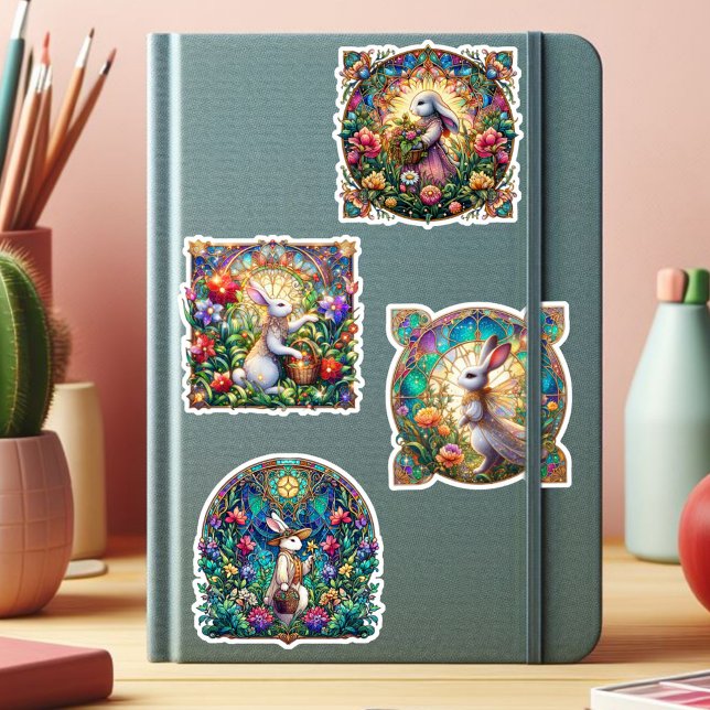 Colourful Stained Glass Floral Bunny Easter  (Creator Uploaded)